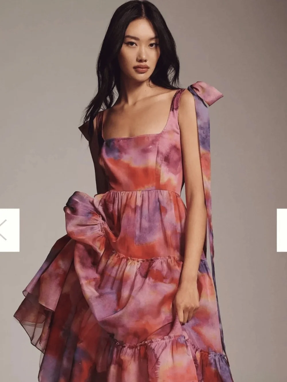 Anthropologie BHLDN Isabella Tiered Square-Neck A-Line Midi Dress - Picture 1 of 3